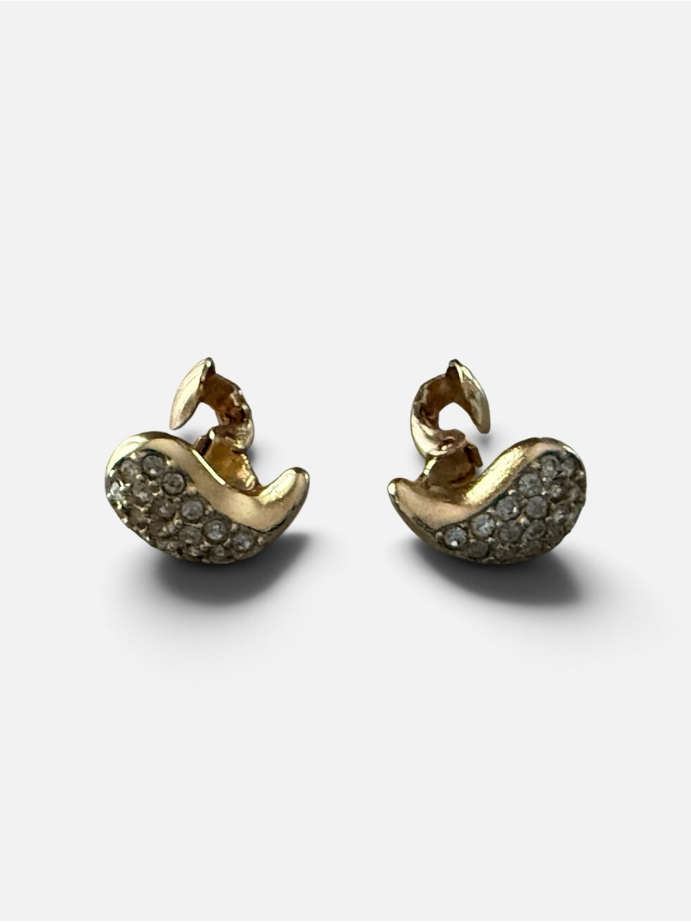 Vintage Christian Dior Gold Teardrop Rhinestone Clip-On Earrings Made in Germany - Picture 4 of 5